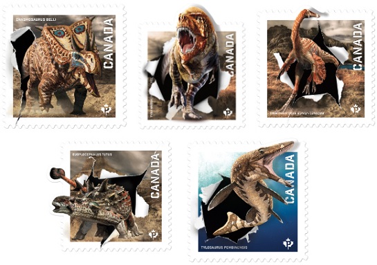 canada dinosaurs stamps