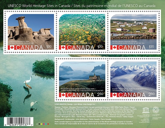 canada unesco heritage sites stamps