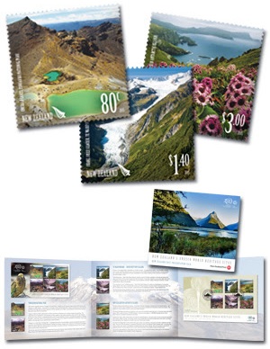 newzealand unesco sites stamps